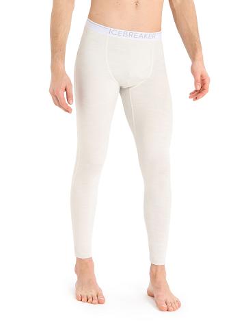 Ecru Heather Men's Icebreaker 15.5 Merino Thermal Leggings | USA 1123AHKP